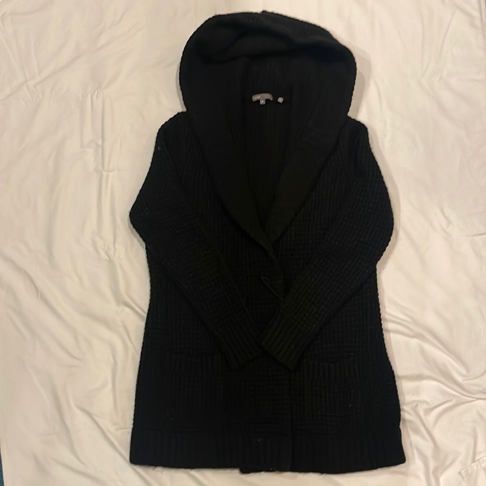 Women’s Vince Black Hooded Cardigan Sweater - Cashmere Blend